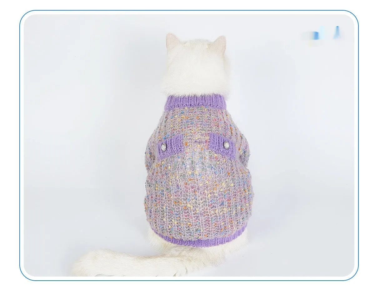 Purple knitted dog cardigan sweater for small dogs in XL and XXL sizes