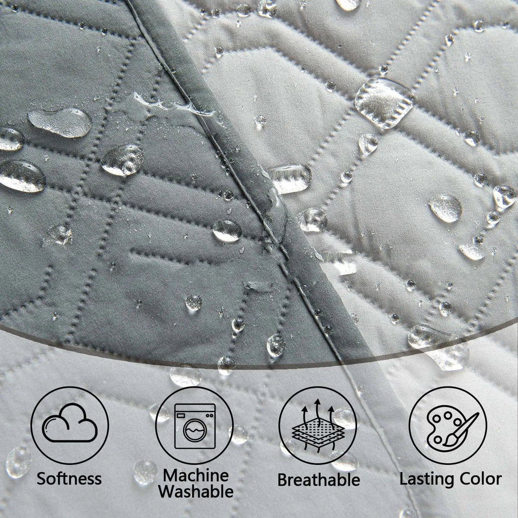 Double-sided waterproof dog sofa cushion in dark grey and light grey reversible colours