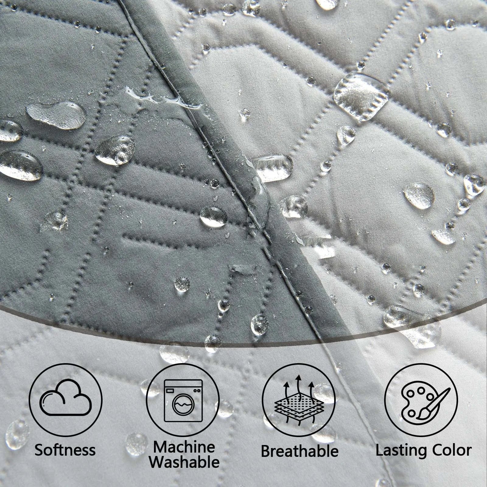 Double-sided waterproof dog sofa cushion in dark grey and light grey reversible colours
