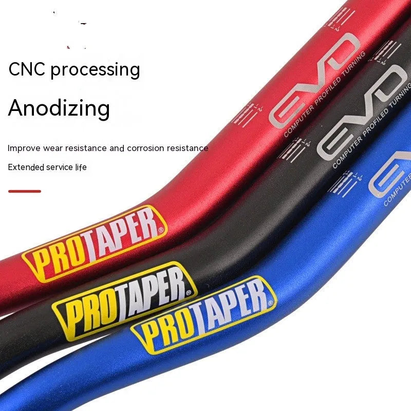 Orange aluminium alloy scrambling motorcycle handlebar showing 80cm width and 10cm rise dimensions