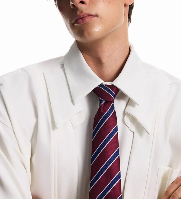 Men's loose-fit short sleeve non-iron shirt in White, anti-wrinkle design, Asian sizing M-2XL