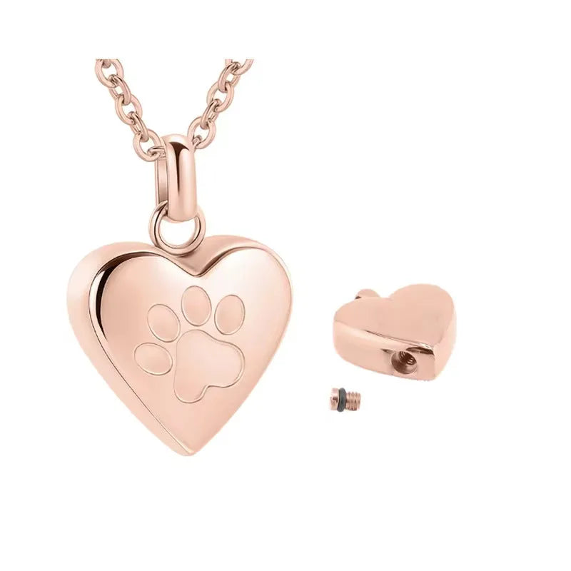 Titanium steel heart pendant memorial necklace that can be opened, shown in multiple colour options.