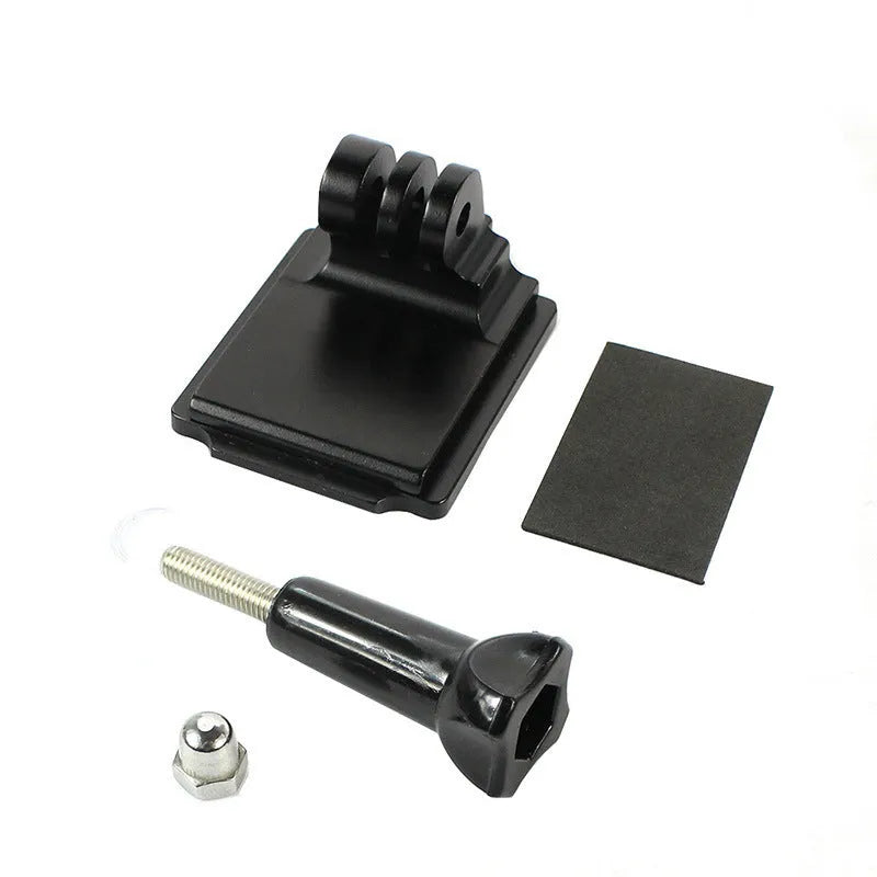 Black aluminium alloy and plastic helmet holder with quick-release bracket for GoPro Hero 3 and Hero 4 cameras