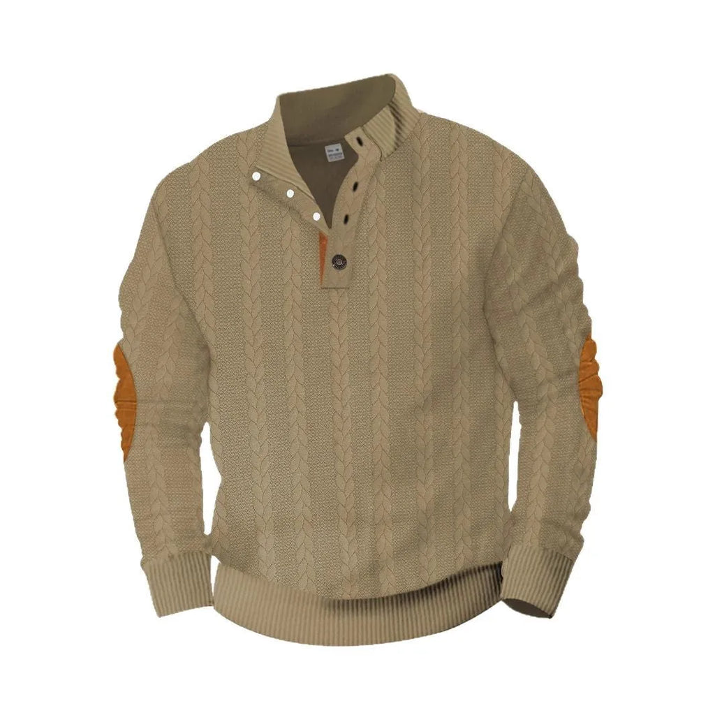 Trendy patch embroidery men's sweatshirt in solid colour, regular fit polyester casual top