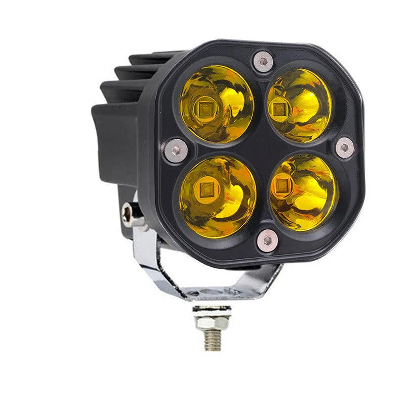 40W off-road LED spotlight in white or yellow with aluminium alloy housing, 12-24V and 0.5A, compact 7.5mm stated size.
