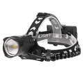 Black aluminium alloy USB charging head torch with telescopic zoom lens and three lighting modes