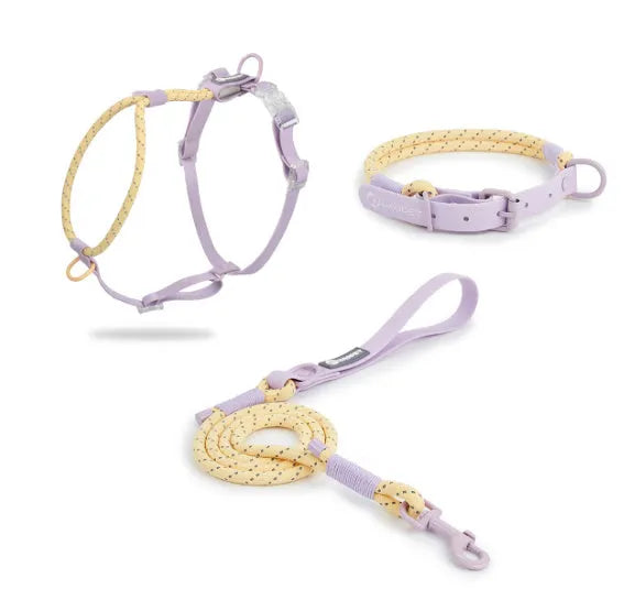 Solid colour PVC dog hand holding rope leash in dark red purple yellow or taoyao green options