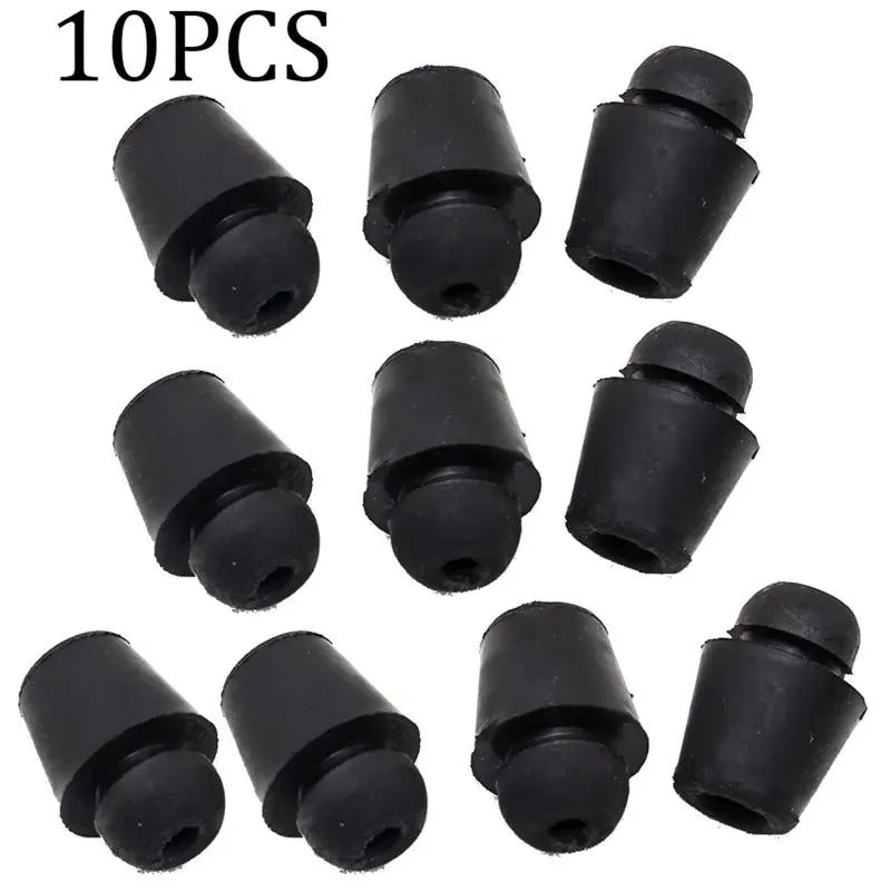 Black rubber automotive buffer clips for shock absorption between vehicle components