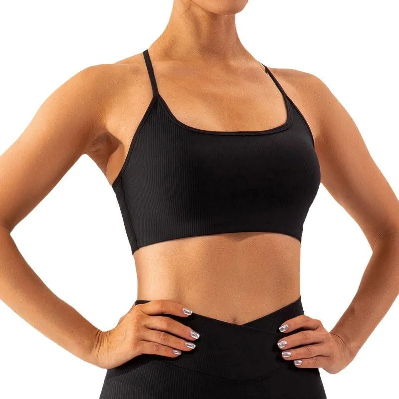 Women's nylon Lycra spandex yoga bra cover vest in multiple colours including black and emerald, front view