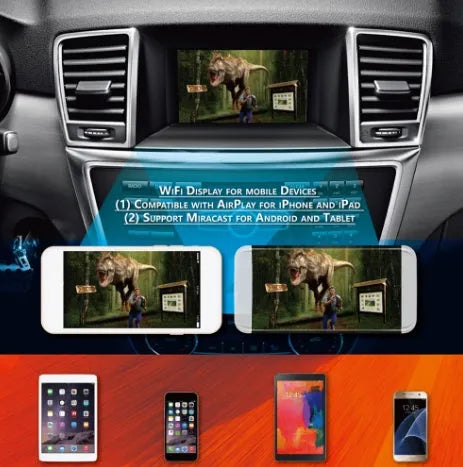 Black Car Mirror Link Box with cables and antenna for smartphone to car display mirroring