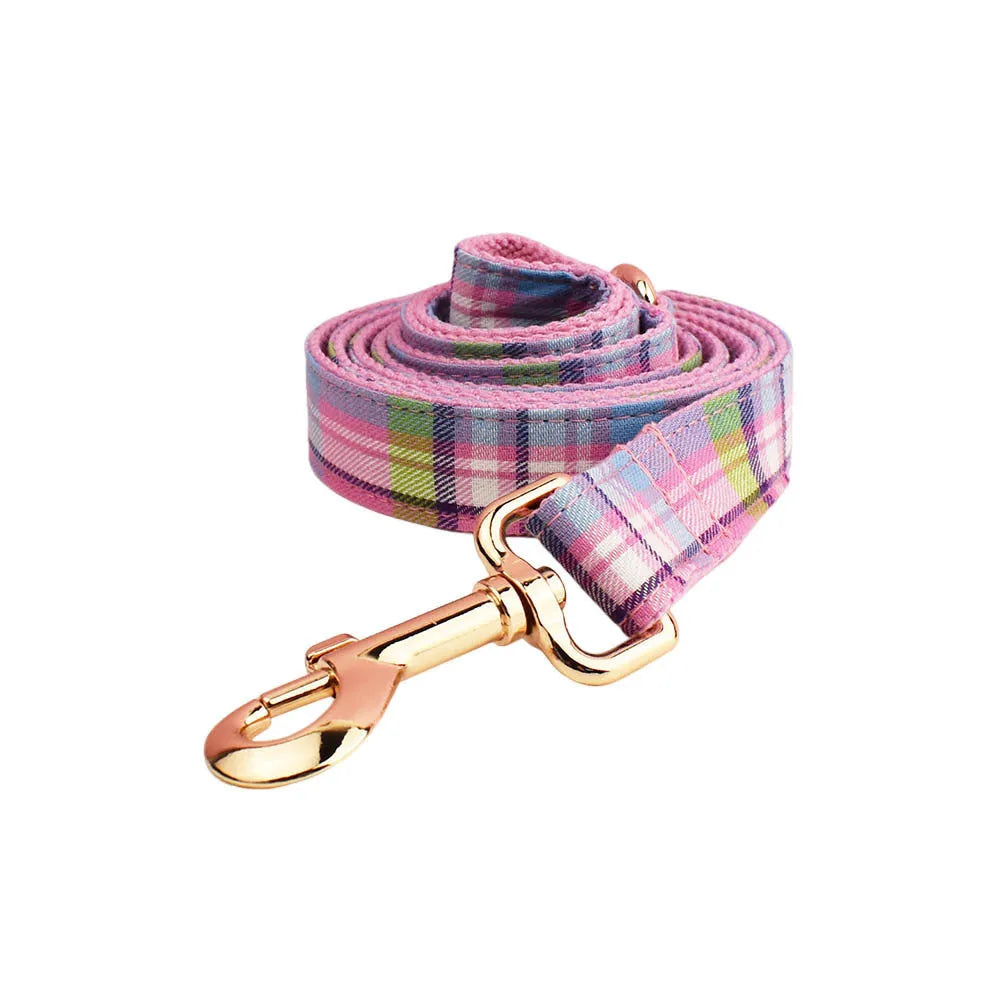 Qicaigei dog collar set with leash bow and vest in cloth for small dogs
