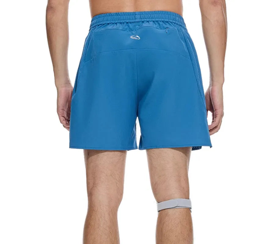Spandex running shorts with laser punching stitching in Mysterious Black or Power Blue