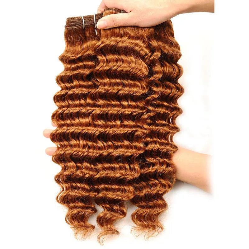 Deep wave human hair 100g brown real hair weave, available in 8 to 26 inch lengths, no knotting or hair loss