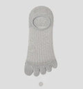 Modal cotton five-finger ultra-thin breathable boat socks in black, shown laid flat.