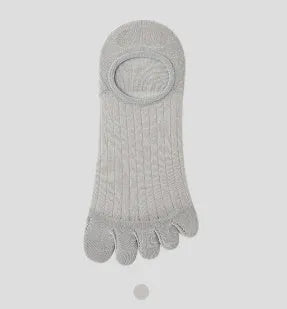 Modal cotton five-finger ultra-thin breathable boat socks in black, shown laid flat.