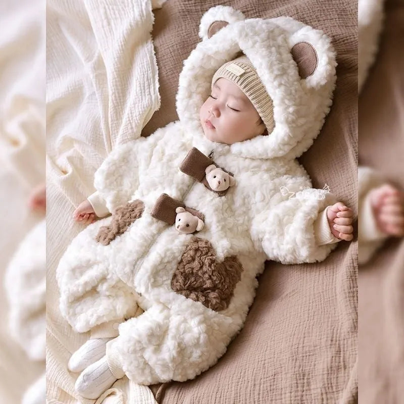 Fleece lined padded rompers coat for babies with zipper closure, long sleeves, colour pf296