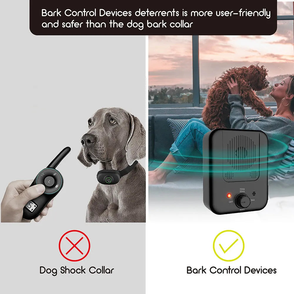 Ultrasonic anti barking device for dogs with USB cable and hook for hanging outdoors