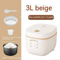 White or beige intelligent rice cooker with 3L capacity and digital control panel