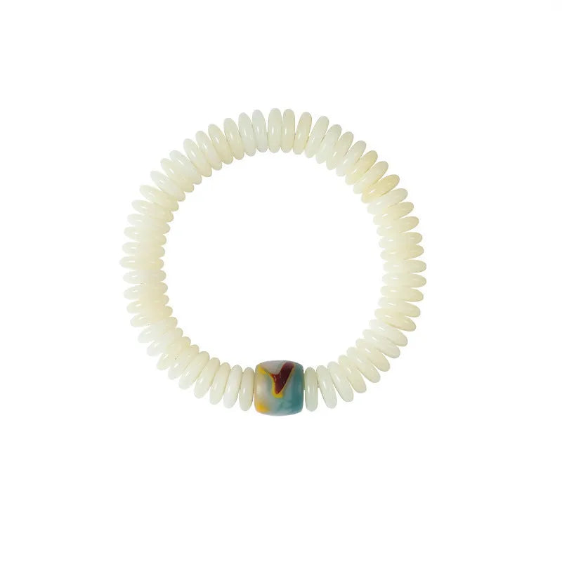 White Bodhi seed bracelet and handheld meditation piece with 3mm beads