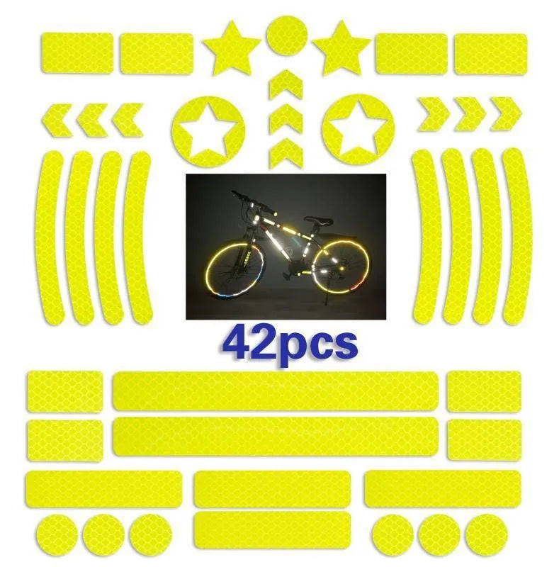 Bicycle reflective safety tape with grid pattern measuring 11.5x21cm in four colour options