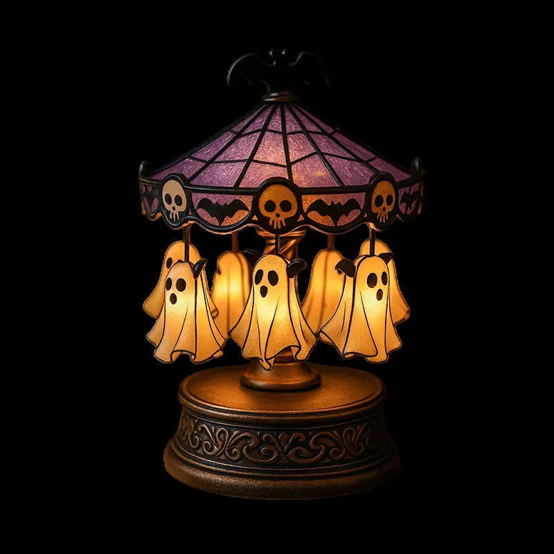 Ghost carousel night light European style decorative lamp artificial material half-handmade home lighting