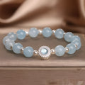 Natural aquamarine crystal bracelet for women in sky blue light luxury minority style