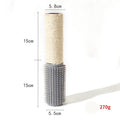 Brown sisal scratching post for cats with attached face toy, 30cm tall