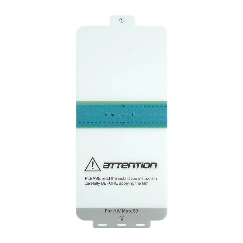 Huawei Mate60 TPU screen protector film with anti-fingerprint and self-healing features including installation tools.