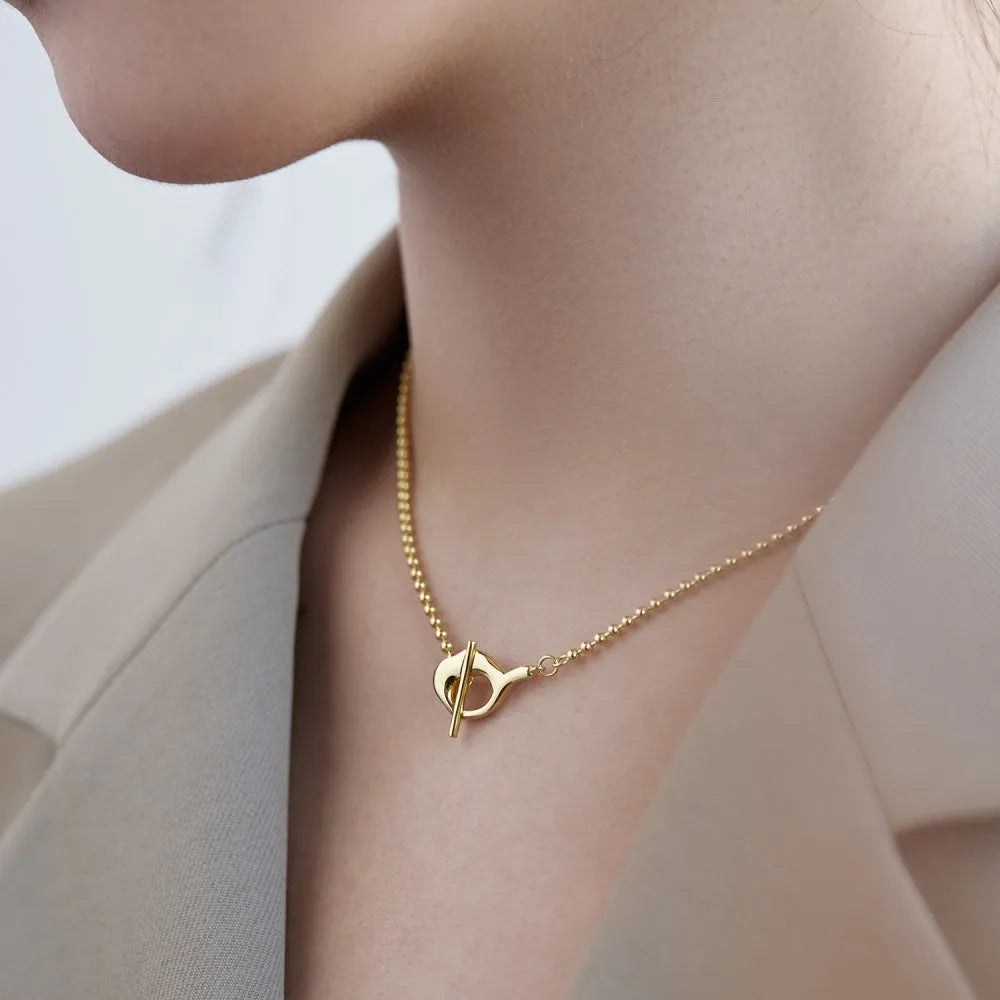 925 silver round bead clavicle chain necklace for women electroplated finish silver tone