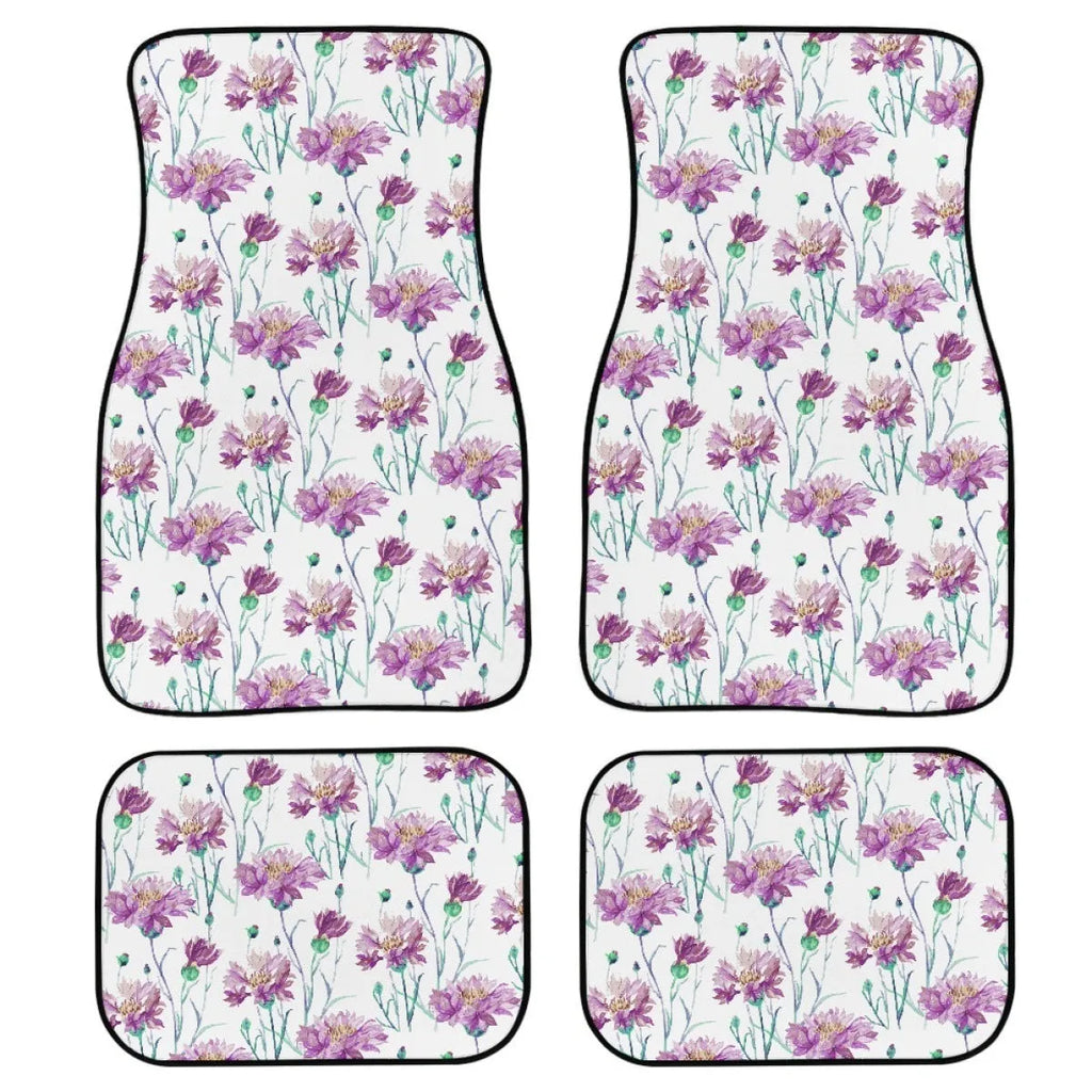 Set of four black printed rubber car foot mats with textured surface, showing 20mm thickness.