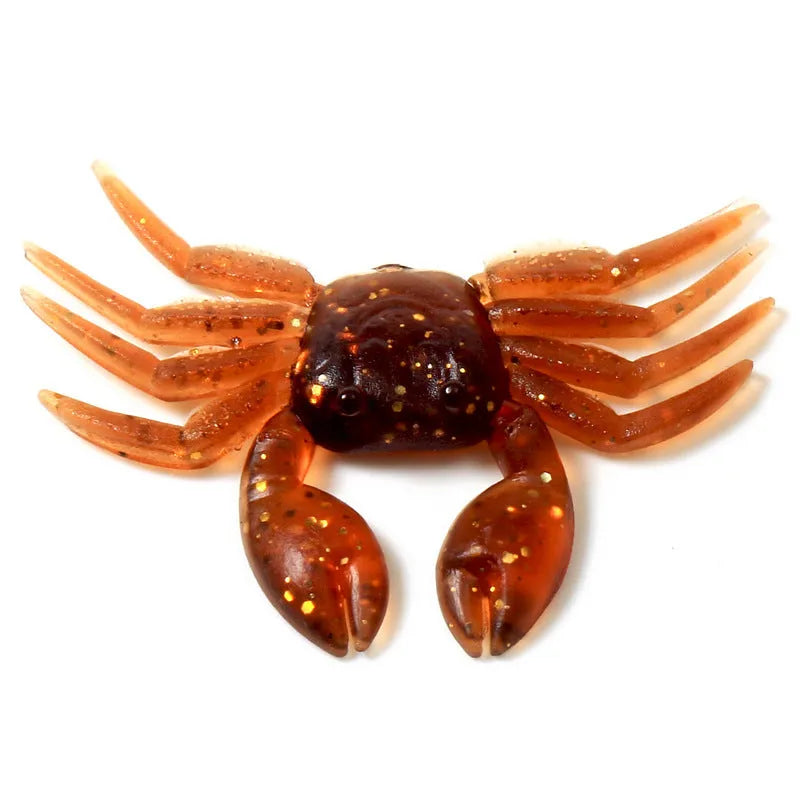 8cm PVC artificial crab fishing lure in red and brown colour options