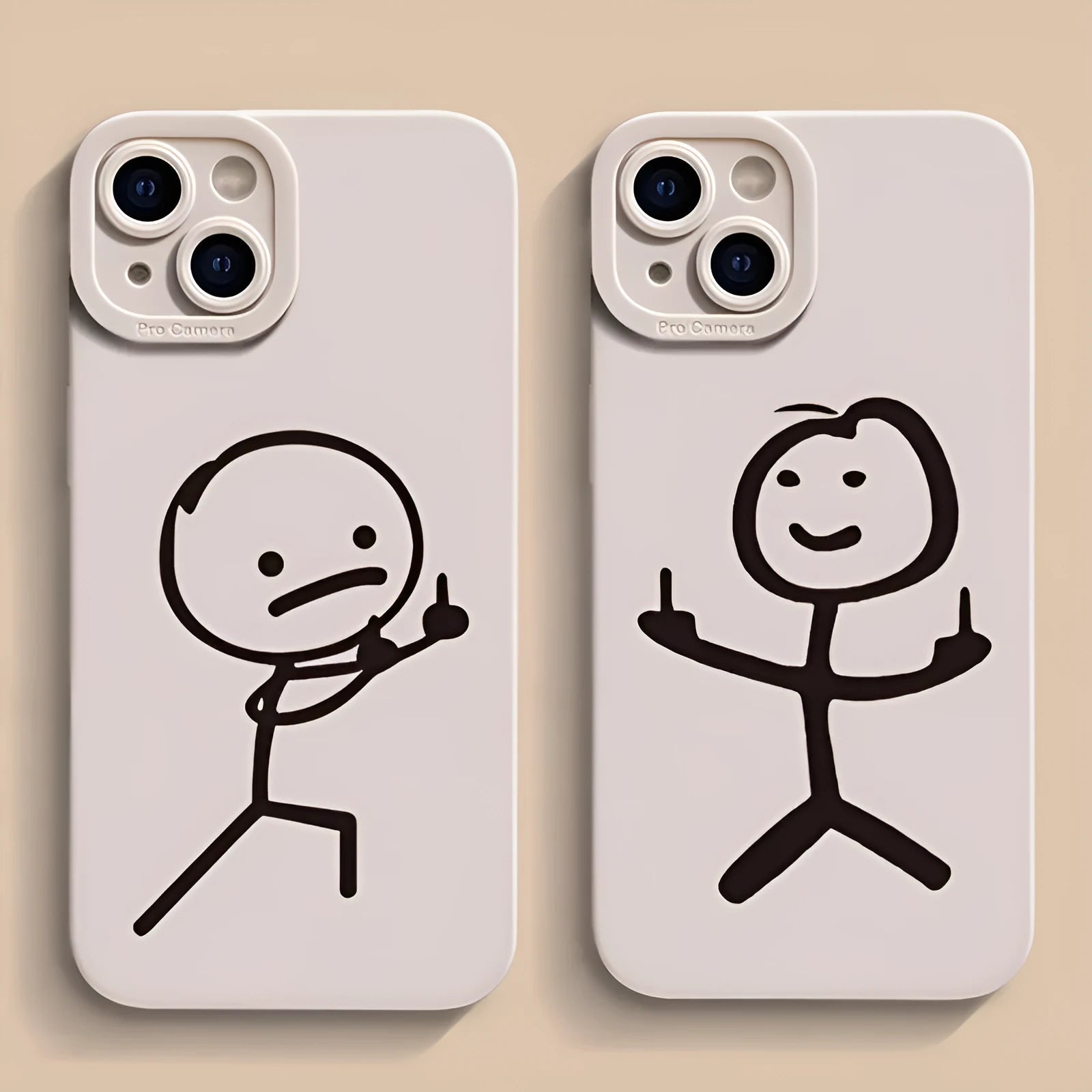 TPU gesture phone case with Stickman design for Apple 16 series in black
