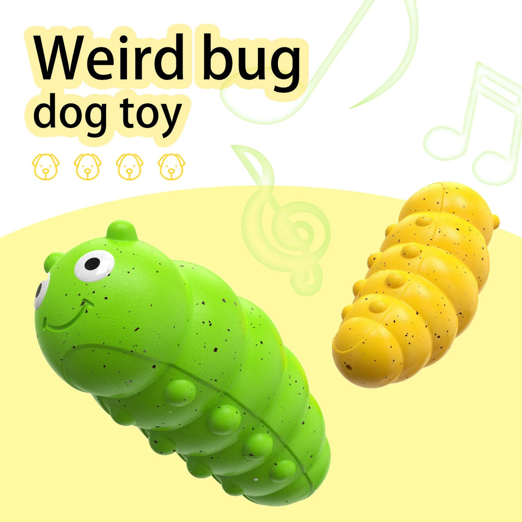 Green teething dog toy with weird barking sound for interactive play