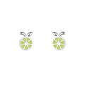S925 sterling silver lemon stud earrings with geometric shape, alloy clip, bright silver finish