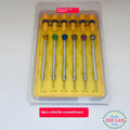 Set of six coloured aluminium handle screwdrivers for watch and jewellery repair