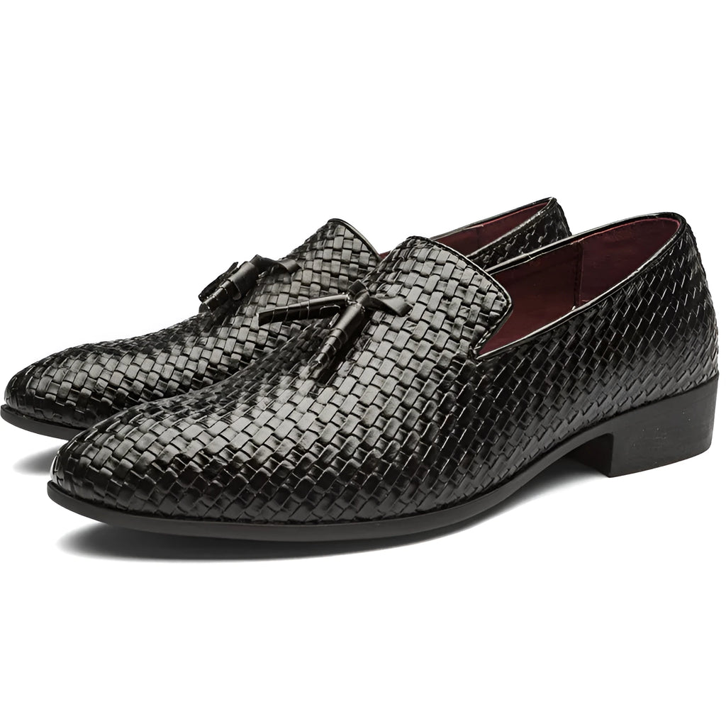 Men's genuine leather lace-up oxford formal shoes available in black, blue, and gray sizes 38-48