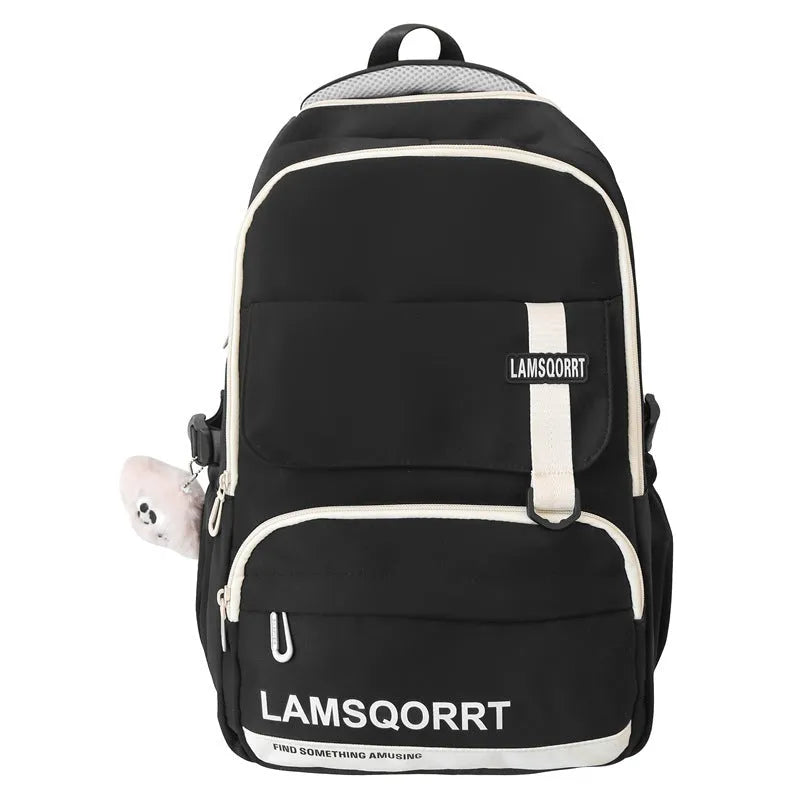 Waterproof nylon school backpack with curved shoulder straps in multiple colour options