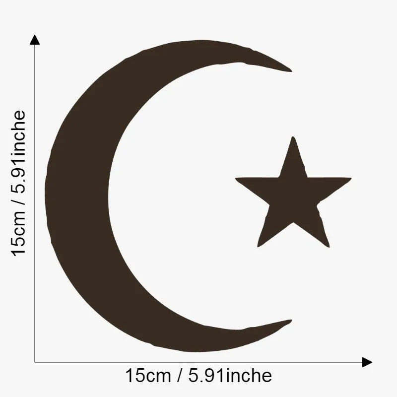 Xingyue star and moon sticker in black on a white background, 15x15cm vinyl decal