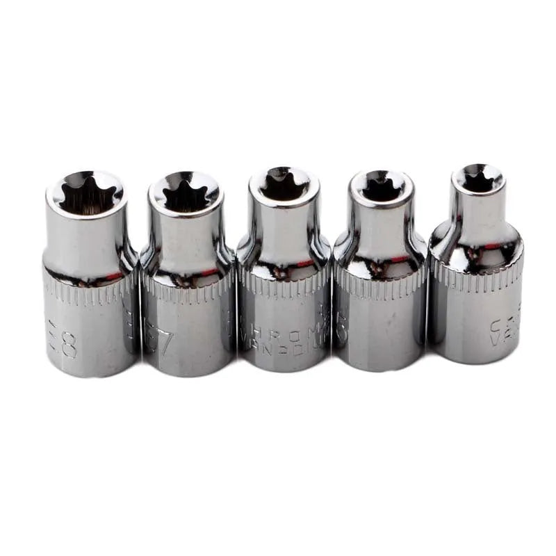 14-piece red E-type socket combination auto repair tool set in storage box