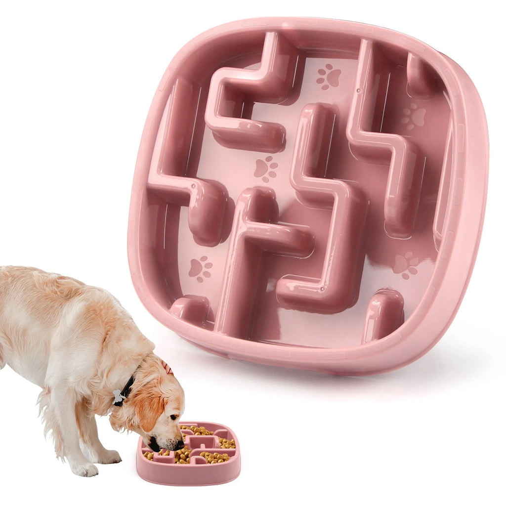 Maze design slow feeding pet bowl in macaron colour with anti-slip base