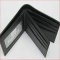 Cowhide leather wallet with pearl fishskin lining in horizontal square design