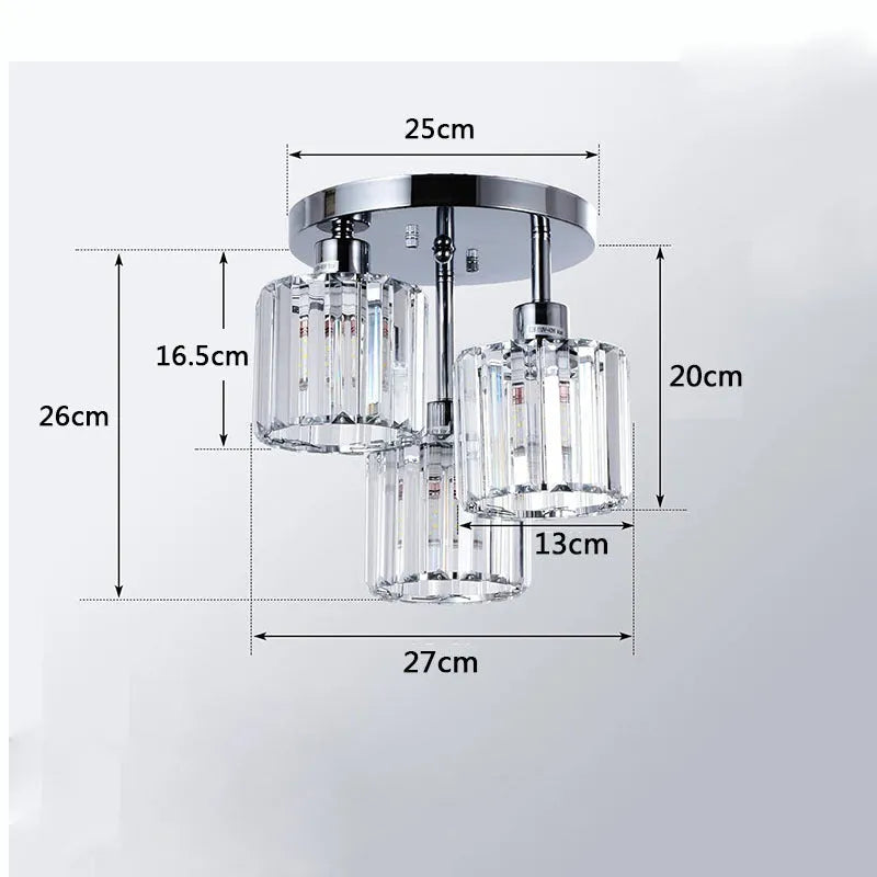 Crystal ceiling light in black modern style with E27 E26 220V fitting for corridor and entrance