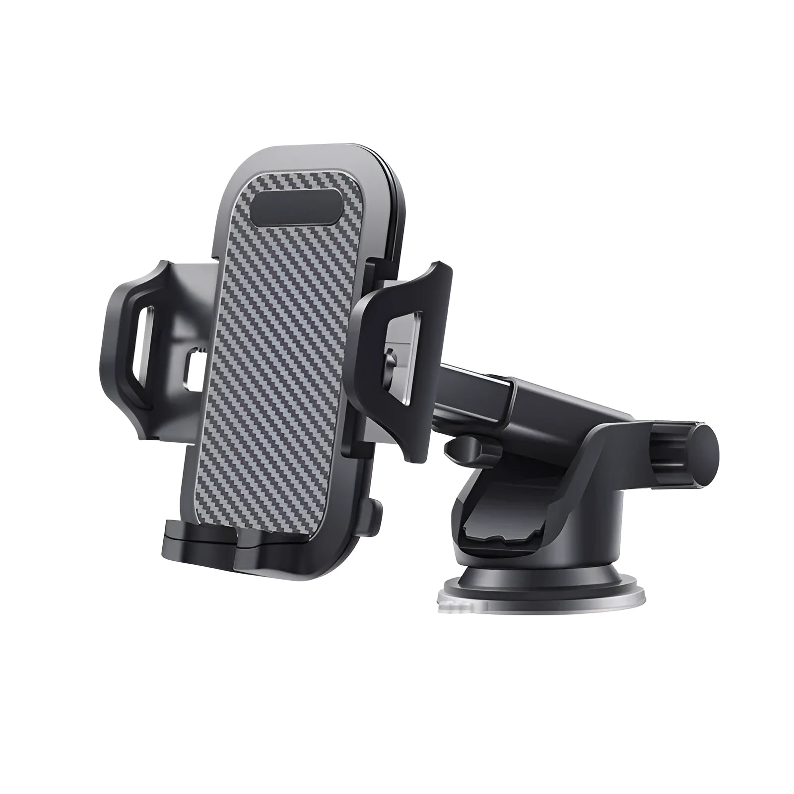 Black universal car phone holder for smartphones between 4 and 7 inches in size