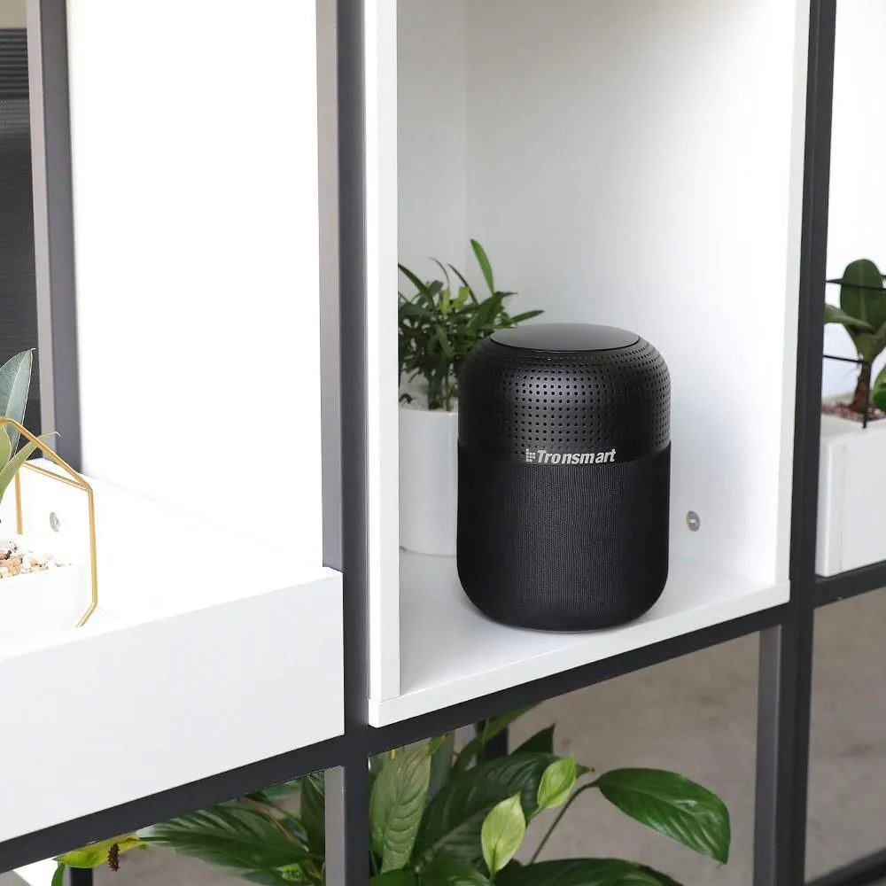 Tronsmart T6 Max Bluetooth speaker in black with IPX7 waterproof design and bass radiator