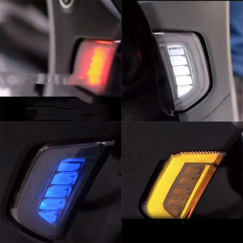 Pair of LED turn signal lights for Yamaha NMAX155 scooter in blue and yellow colour.