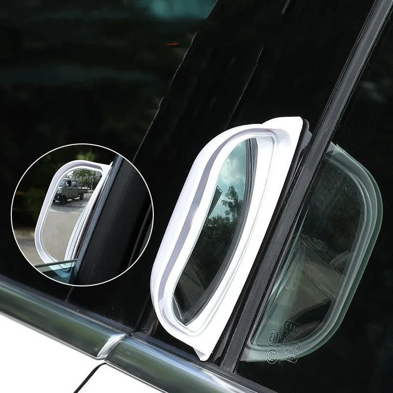 Black universal wide-angle two-row mirror for car rearview, showing dimensions