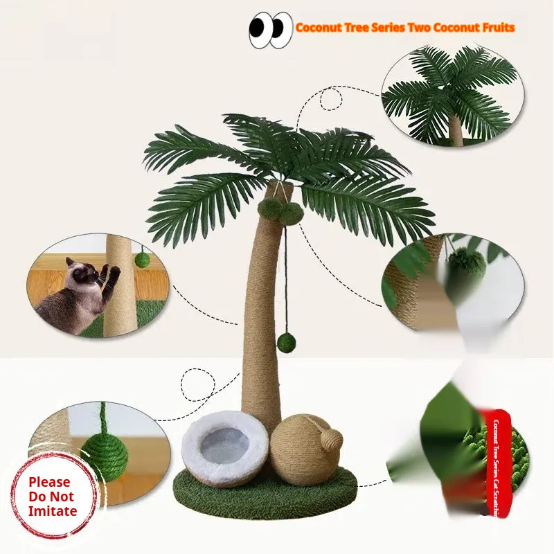 Coconut Tree Series cat scratching post 40x40x72cm in camel colour made of wood