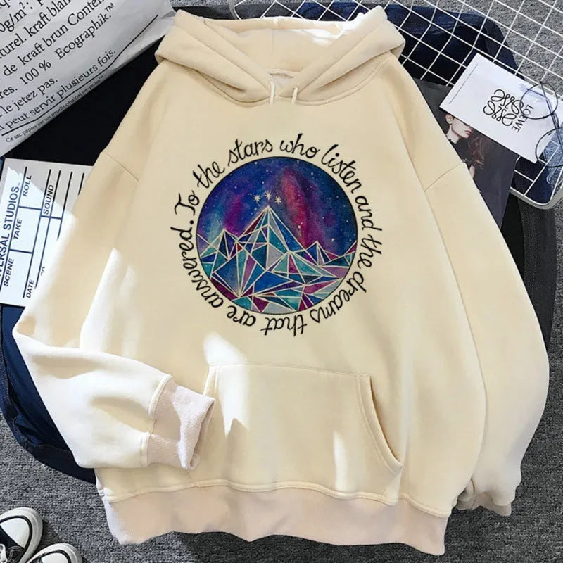 Acotar women winter aesthetic hoodie in street hip hop style, polyester, long sleeves, available in multiple sizes and colours