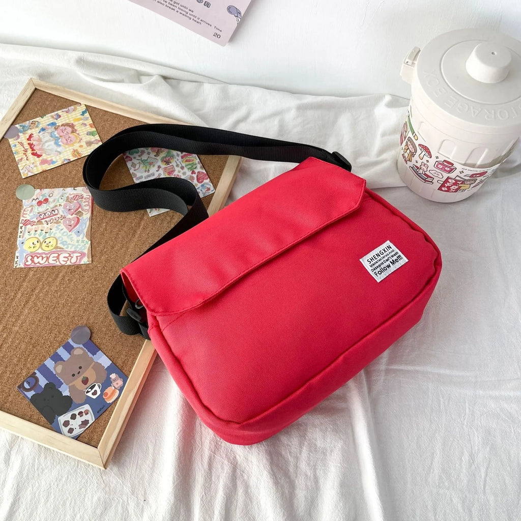 Ins messenger bag Oxford cloth crossbody shoulder bag for women men casual small flap bag light gray 27cm 29cm height 19cm