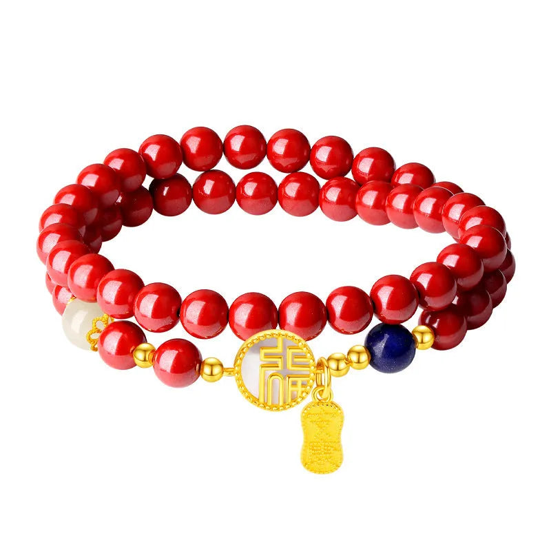 S925 sterling silver women's bracelet with white shell blessing card and purple gold sandstone charm.